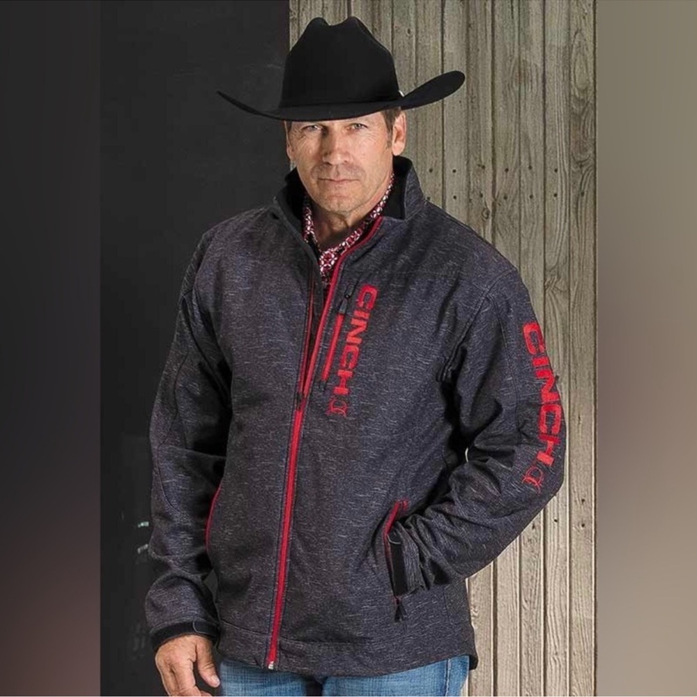 Cinch Men's Charcoal Gray Jacket with Red Accents